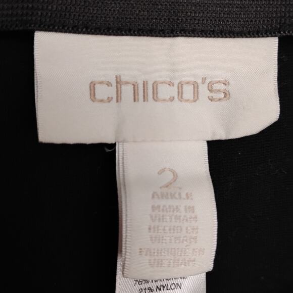Chico's Pull On Pants Size 2 (large) Black Elastic Waist Mock Pockets - Picture 5 of 8